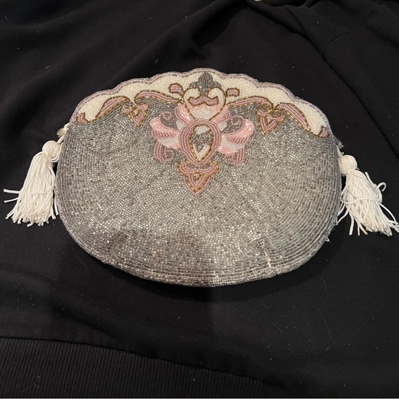 Elegant Silver and Pink Beaded Clutch with an interesting history.